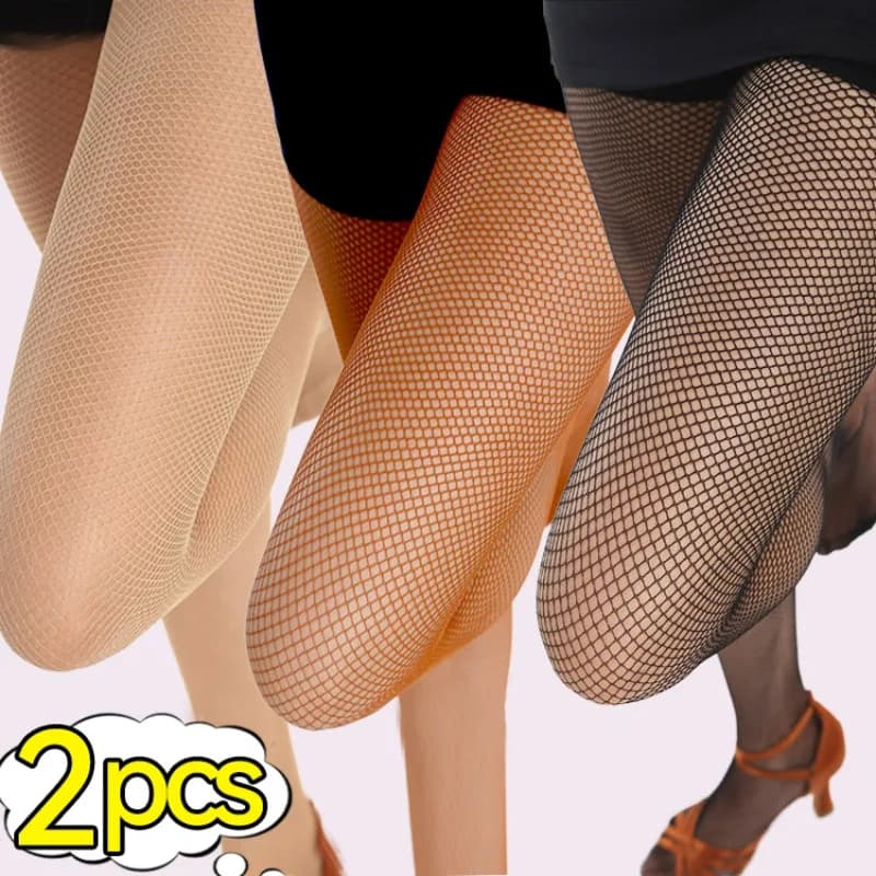 1/2Pcs Latin Fishnet Tights Women Professional Tights Ballroom Tights Hard Yarn Elastic Professional Latin Stockings Pantyhose