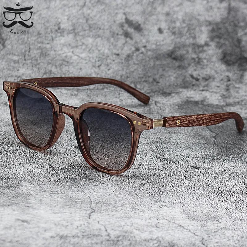 Retro Wood Grain Polarizing UV Protective Glasses Bicycle Outdoor Street Photo Matching Sunglasses for Men and Women