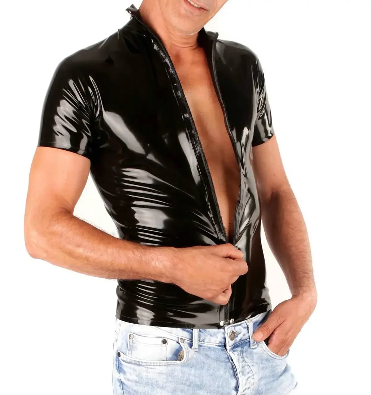 Latex Sexy Men Underwear Front Zipper Rubber Panties Wet Look Fetish Male Panties Short