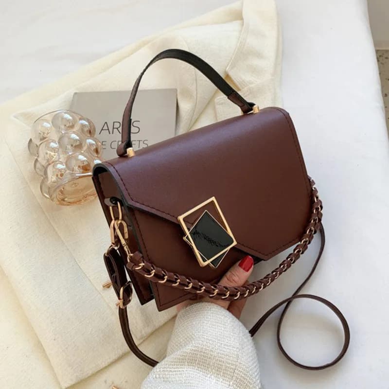 PU Leather Fashion Small Square Handbags for Women 2023 Fashion Crossbody Bag Women's Shoulder Bag Chain Buckle Messenger Bag