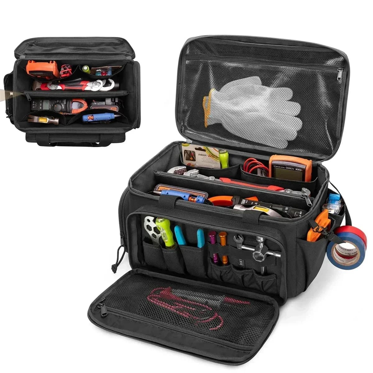 14" Heavy Duty Tactical Tool Bag Non-Slip Base Multi purpose Work Organizer for Electricians,Repairman,Handyman,Carpenter,
