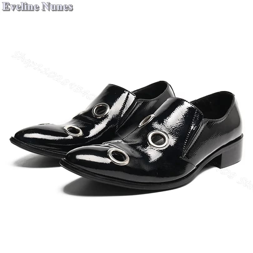 Hollow Patent Leather Men Shoes Slip on Personality Men Shoes Fall Leather for Banquet Bussiness Men Shoes 2023 Zapatillas Mujer