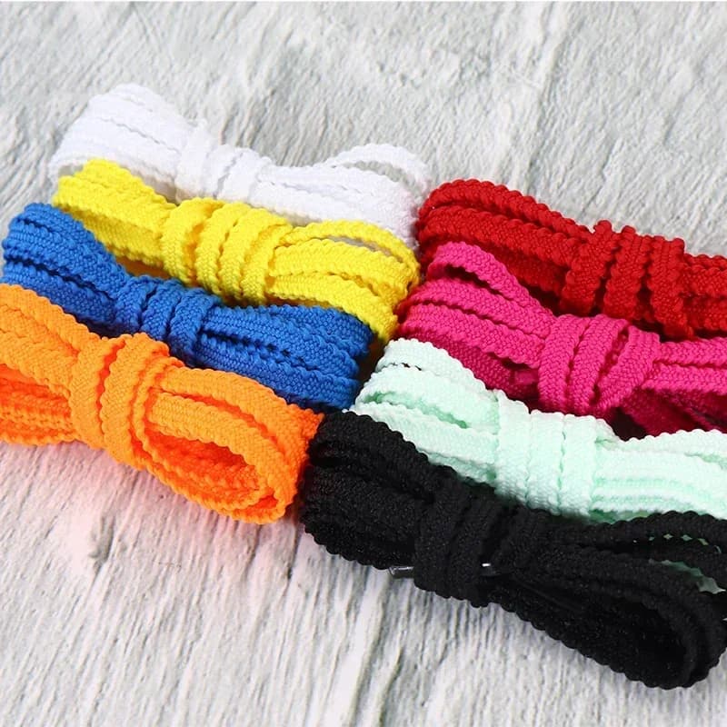 Flat 6mm Sneakers Polyester Insertion Dots Single Layer Solid Color Shoelaces Ropes Athletic Shoestring for Racing Running Shoes
