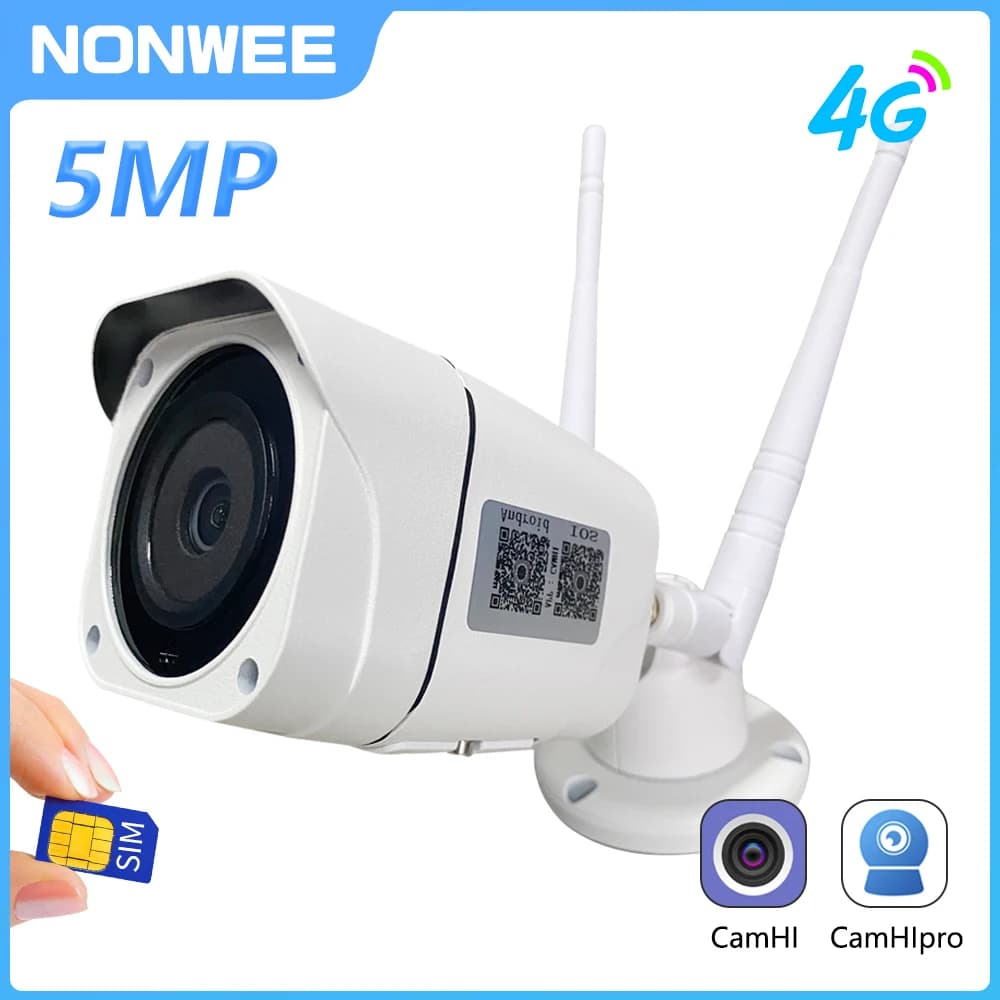 4G SIM Card IP Camera 5MP HD Wireless WIFI Outdoor Security Bullet Cameras 1080P CCTV Metal P2P Two Way Audio Camhipro
