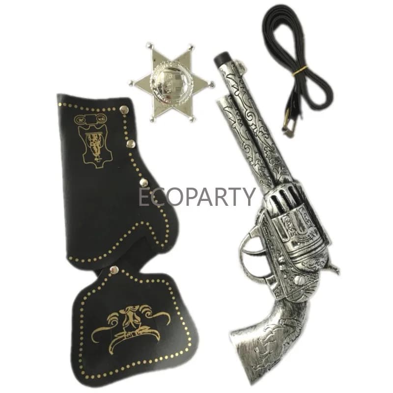 Men Retro Western Cowboy Gun Kids Toy Pirate Captain Cosplay Weapon Holster Belt Plastic Event Dress Up Stage Performance Props