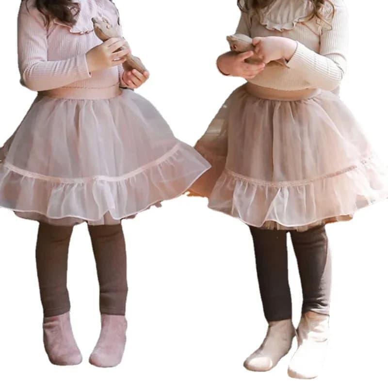 Cotton Baby Girls Leggings Lace Princess Skirt-pants Autumn Winter Thick Children Slim Skirt Trousers 2-11Yrs Kids Clothes CC078