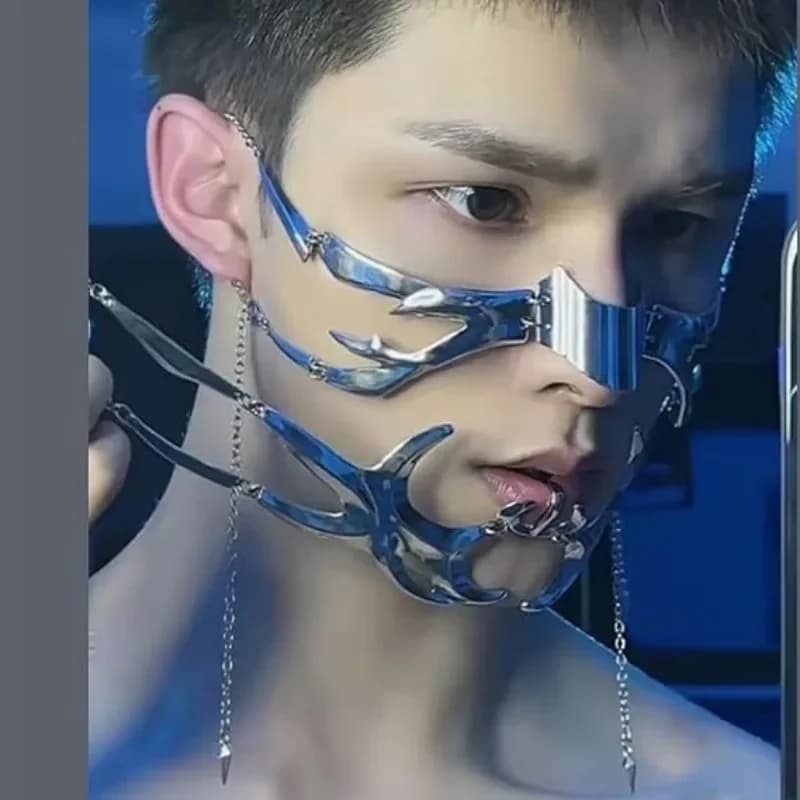 Exaggerate Cyberpunk Luxury Women Mask Fashion Metal Chain Nose Face Ornament Trendy Jewelry Masquerade Accessories Gifts