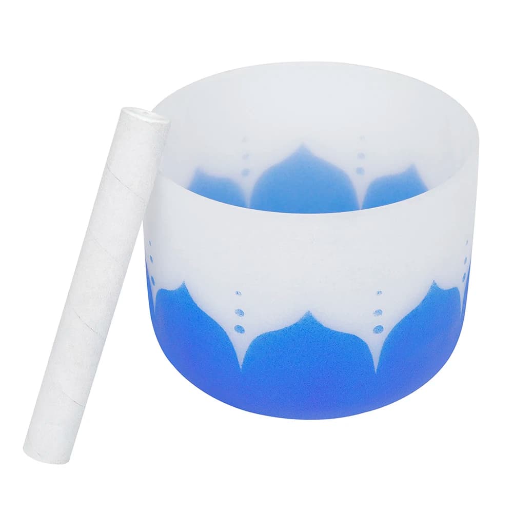 M MBAT Crystal Singing Bowl Lotus 8 Inch Note A Frosted Quartz Crystal Singing Bowl for Sound Therapy Meditation Rubber Stick