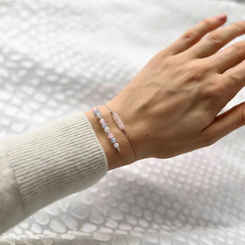 Fertility bracelet, pregnancy bracelet, mother-to-be gift, Rose quartz, Moonstone fertility bracelet 4mm healing crystal