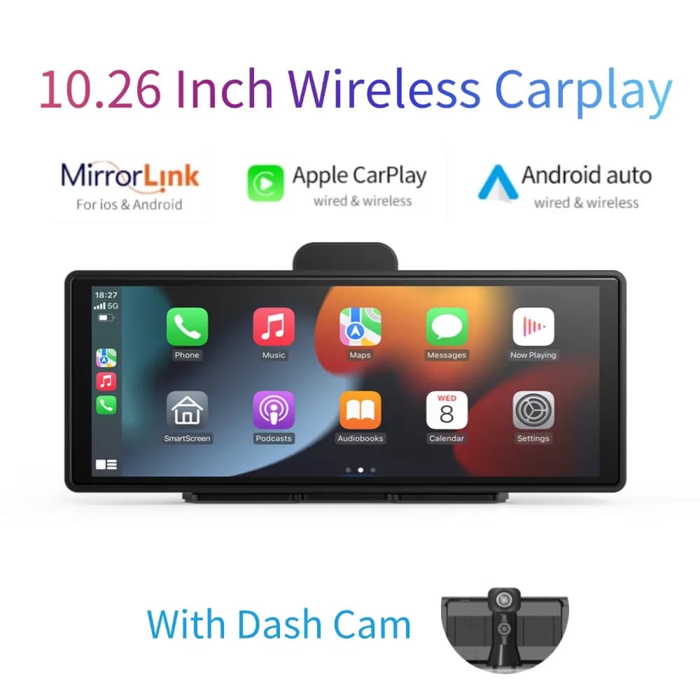 10.26 Inch Car Radio Multimedia WIFI Video Player Wireless Carplay & Android Auto MP5 Player With Dash Cam