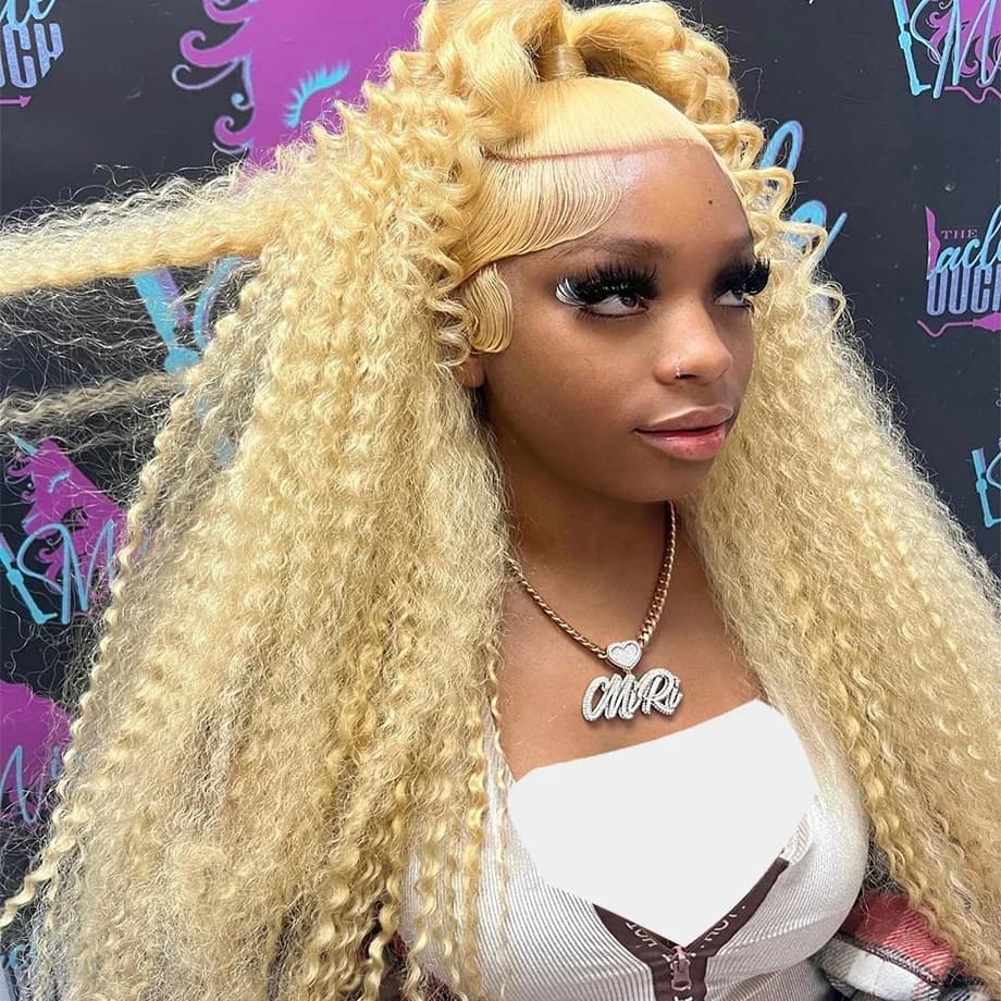 30 Inch Lace Front Wig Human Hair 613 13X6 Transparent Lace Deep Wave 180 Density Free Part Blonde Lace Front Wigs Human Hair