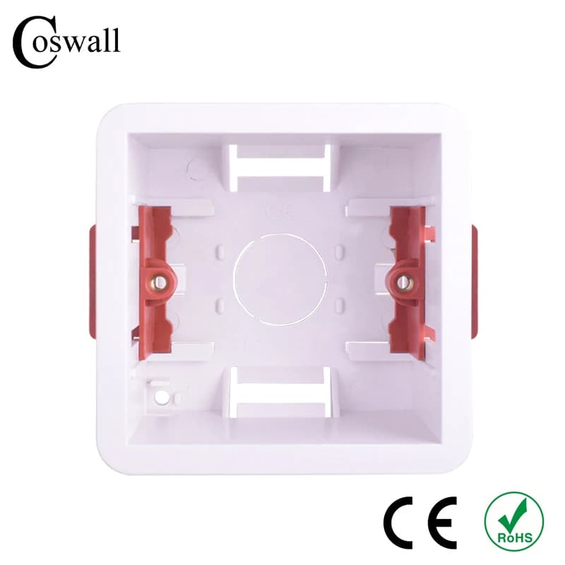 Coswall 1 Gang Dry Lining Box For Gypsum Board / Drywall / Plasterboad 46mm / 34mm Depth Wall Switch BOX Wall Socket Cassette