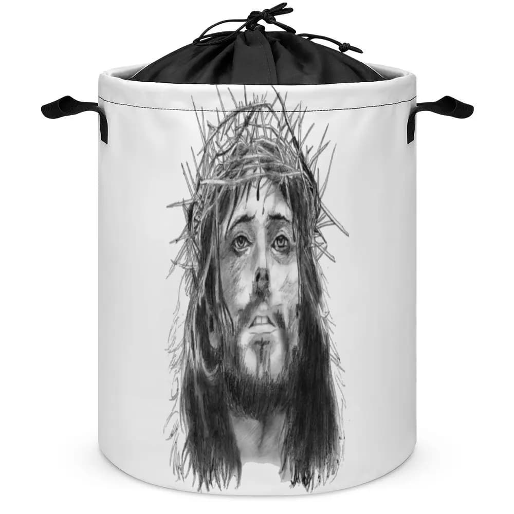 Jesus Christ Unisex Crewneck Sweatshirt Spreadshirt Tie Up Your Dirty Pocket Graphic Cool Laundry Basket Handle on Both Sides Ca