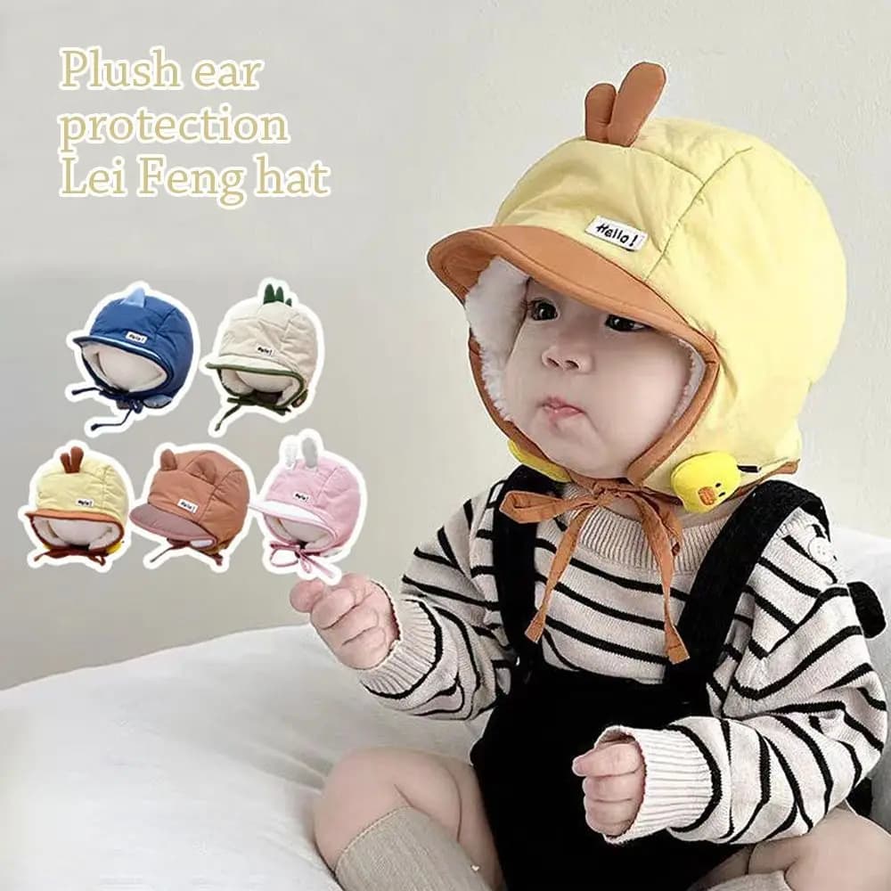 3-10 Year Ear Protection Winter Baby Hat Windproof Thicken Kids Beanie Cap Keep Warm Plush Children Warm Cap Baby Children Kids