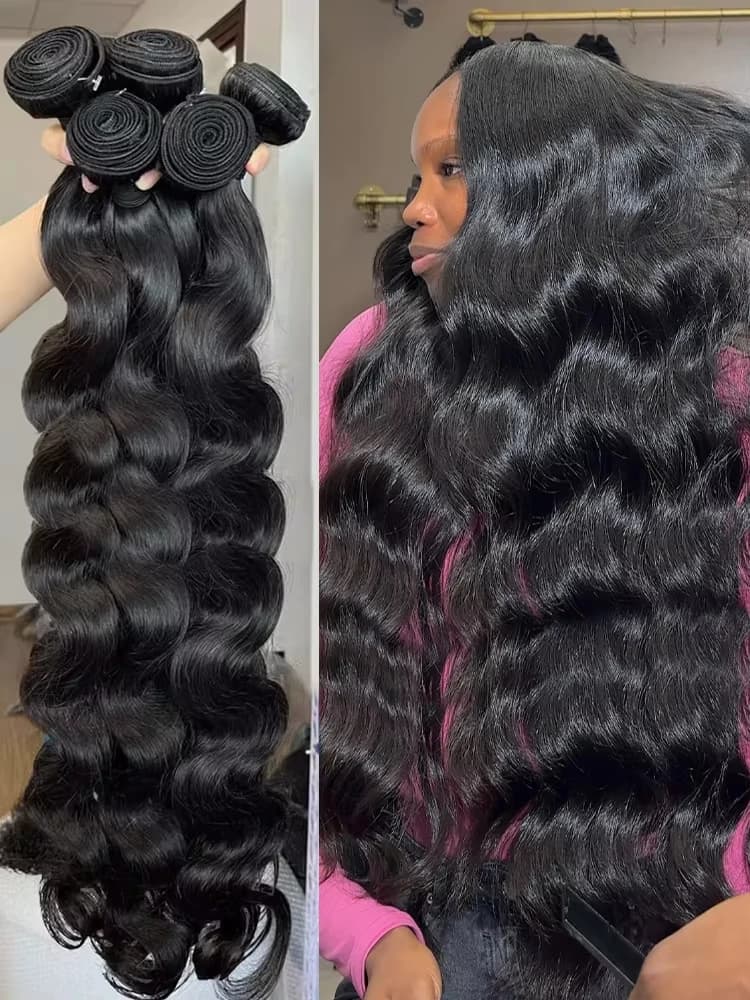 30 36 Inch Body Wave Bundles 100%Unprocessed Human Hair Wavys 16A Virgin Raw Double Weft Weave Extensions Bundles Natural Color