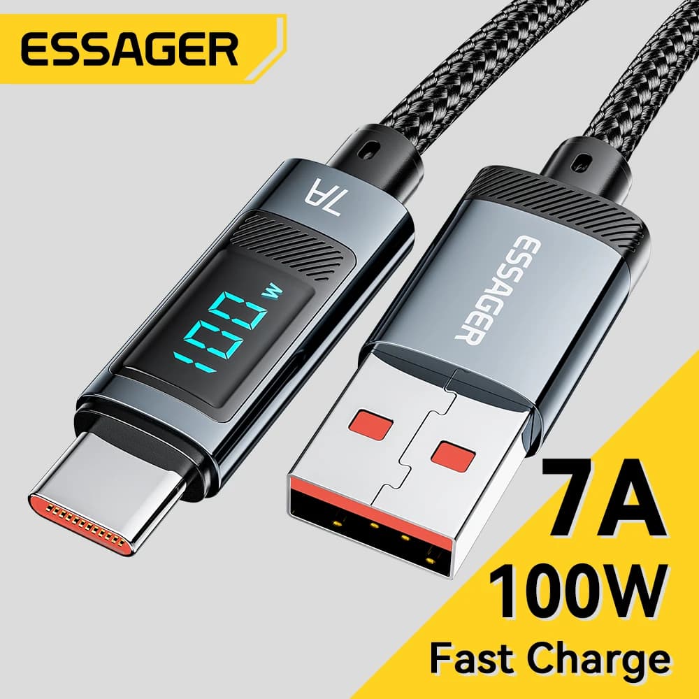 Essager 7A USB Type C Cable 100W USB C Charger Data For Realme Huawei P40 30 Pro 66W Fast Charging Wire Cord Samsung Xiaomi Poco