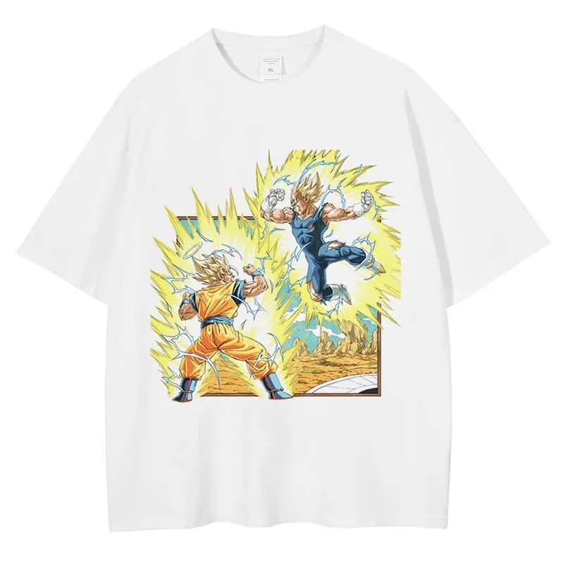 Fashion Men T-Shirt Dragon Ball Anime Graphic Tshirt Harajuku Streetwear Cotton Summer Short Sleeve Tees Tops White Clothing
