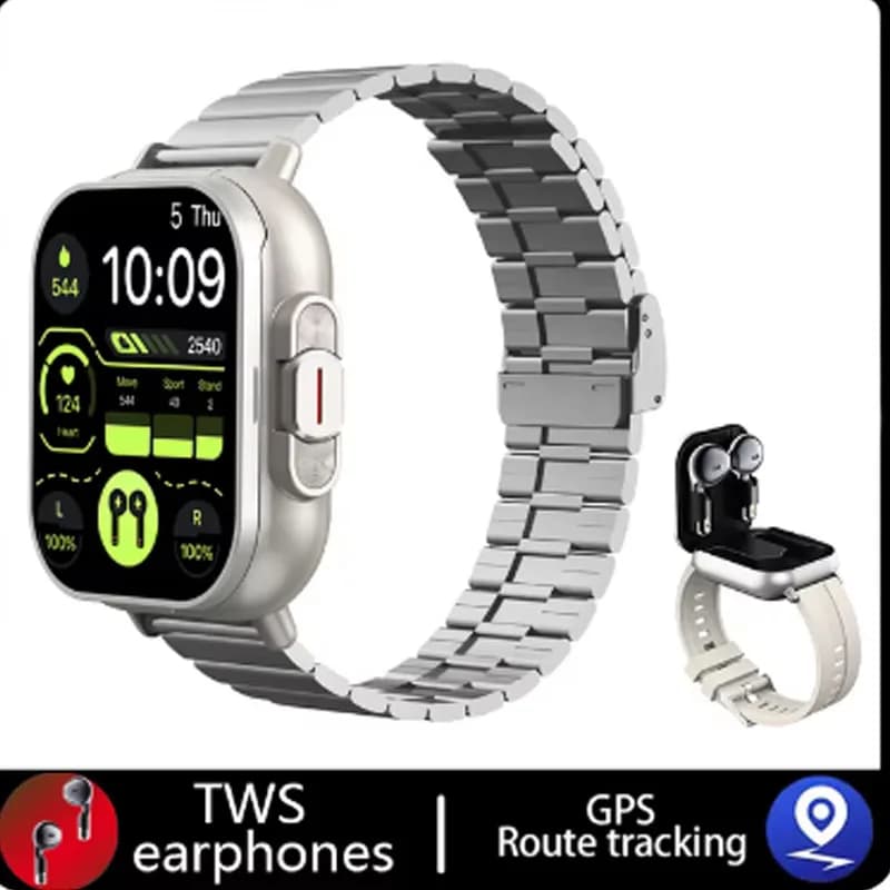 2-In-1 Smartwatch With Ear Buds For  Sony Xperia Z3 Compact SO-02 Men 2 Inch Make/Answer Call NFC Music Control Fitness Bracelet