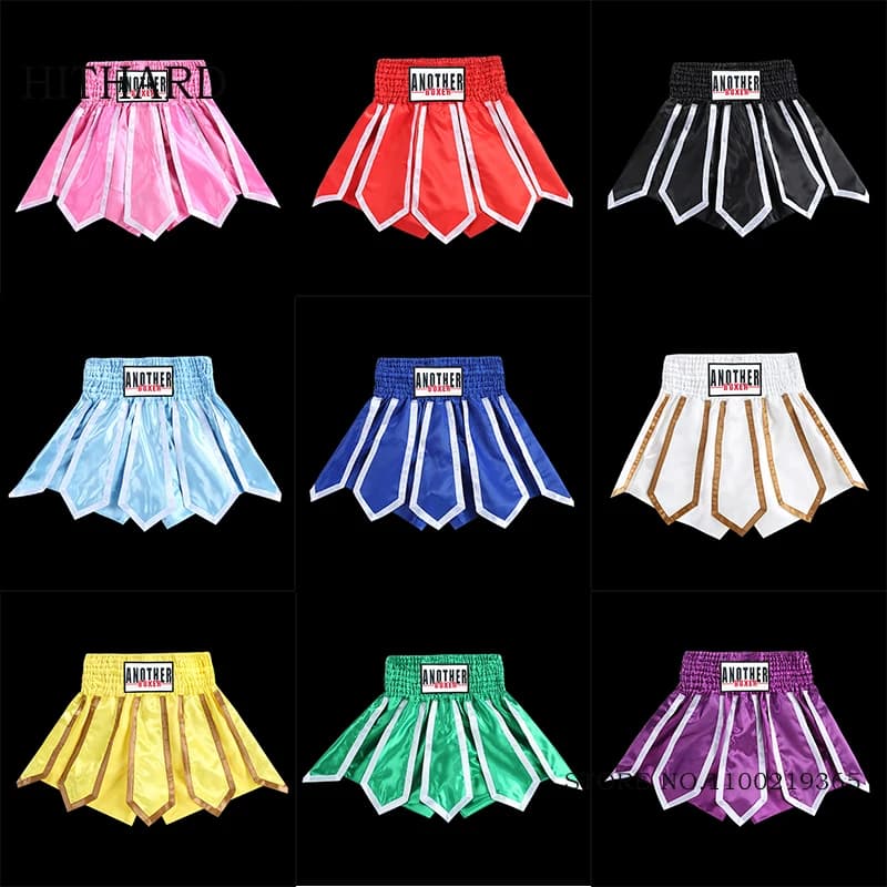 Muay Thai Shorts Lotus Ribbons Boxing Shorts Men Womens Child Kickboxing Pants Kids Adult MMA Martial Arts Grappling Fight Wear