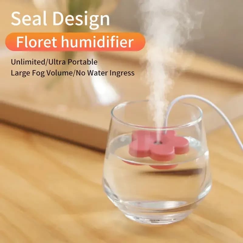 Small Flower USB Humidifier Portable Desktop Mini Water Replenishing Spray Home Ipx7 Waterproof Atomizer Diffuser