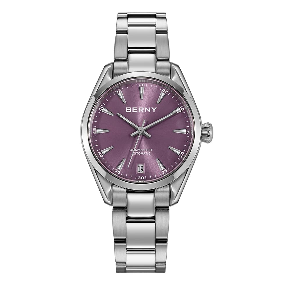 BERNY Automatic Women Watch PT5000 Sapphire Mechanical Elegant Women's Swim Watches 20ATM Full Stainless steel Swim Wristwatch