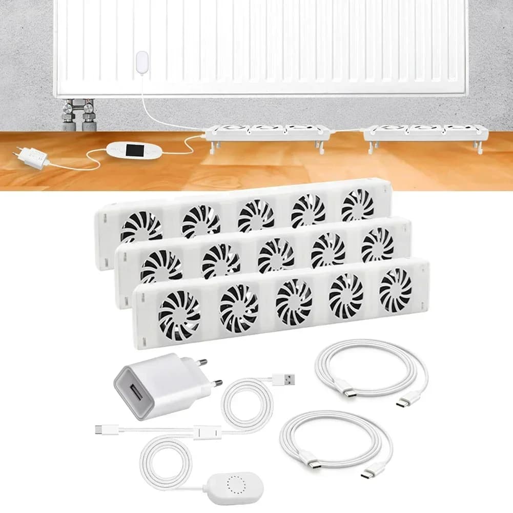 5.0 Radiator Fan For Smart Radiator Booster Extension Set Ventilator Fan 100-240V 50/60Hz AC 350MA DC 5V 1A Fan UK regulation