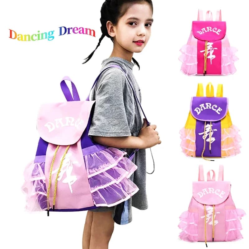Children's Lace Dance Bags Sweet Girls Gift Ballet Latin Dance Backpack Taekwondo School Bag Props Supplies Dance Bag