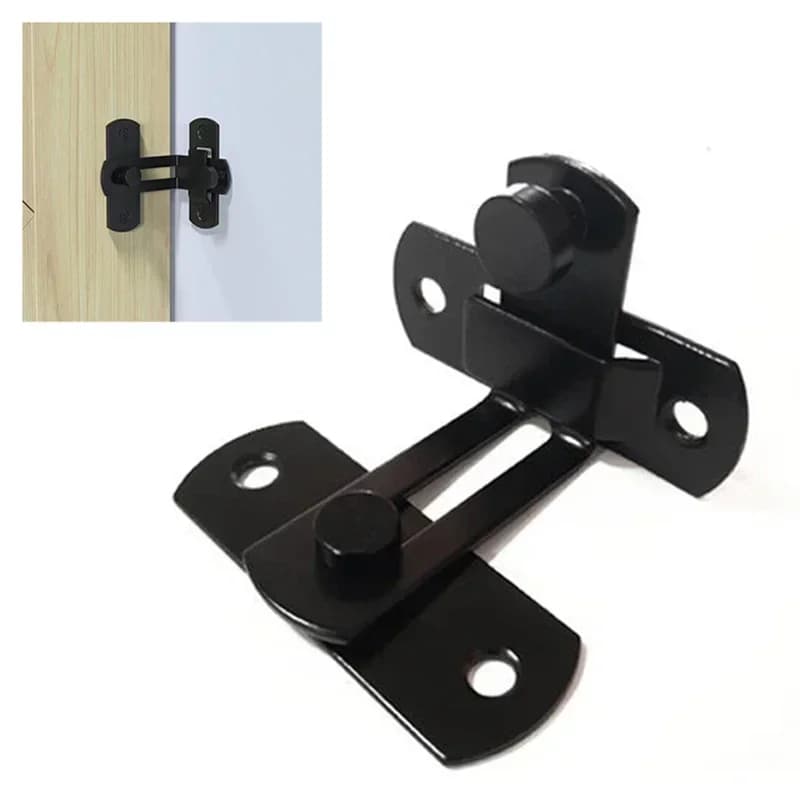 Black Barn Door Latch Lock Security Sliding Lock Flush Slide Bolt Gate Hook Rustic Decoration Ornament American Barn Door Lock
