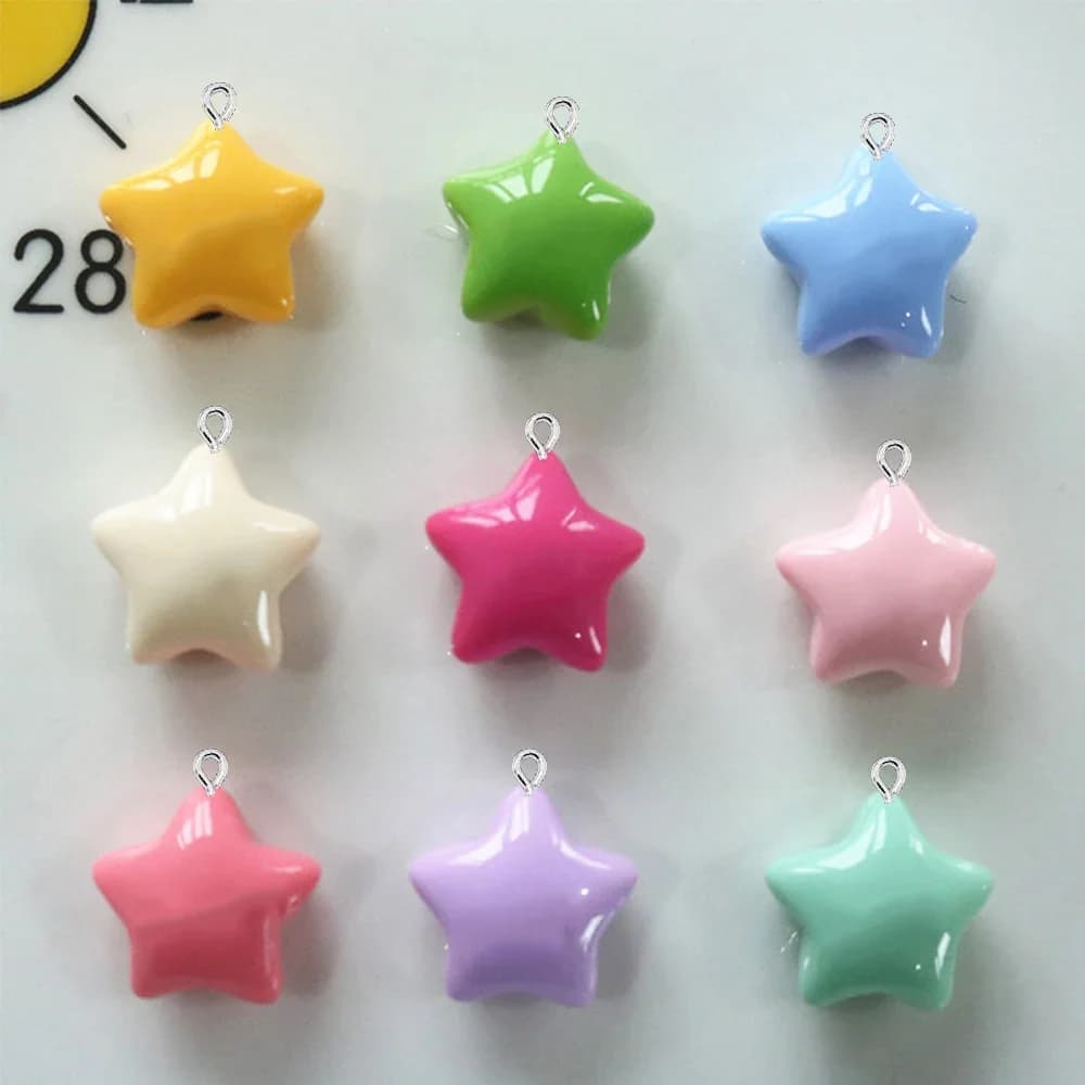 10PCS Shiny 16x16mm Star Series Flatback Charms For Earrings Bracelet Hairpin DIY Jewelry Pendants Decoration Accessories