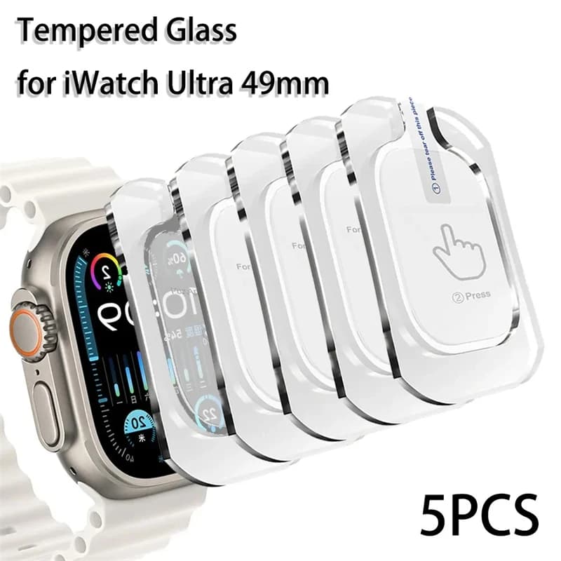 5PCS Tempered Glass For Apple Watch Ultra 2 49mm Anti-Scratch Screen Protector iWatch Ultra Seconds installation Protective Film