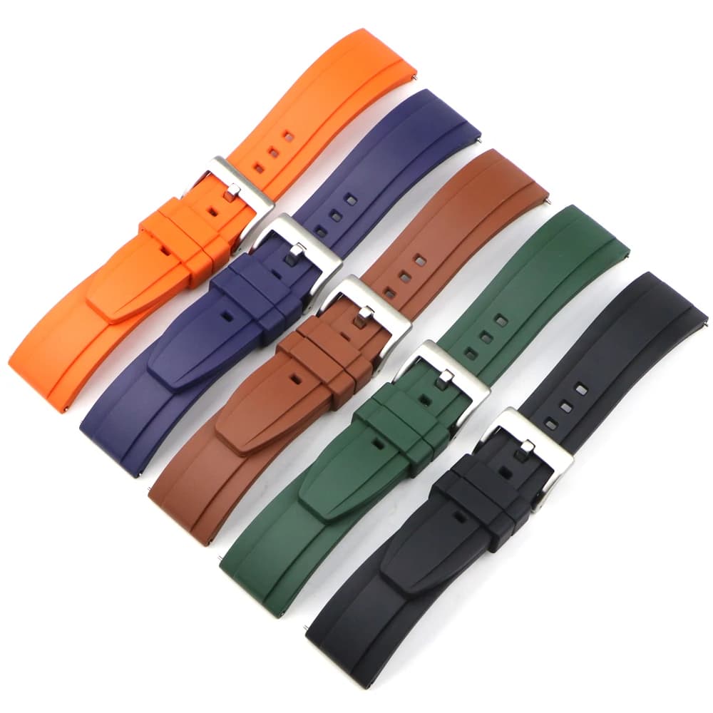 FKM Fluorine Rubber Watch Strap 20mm 22mm 24mm With Quick Release Waterproof Dustproof Sports Wacthband Diving Bracelet