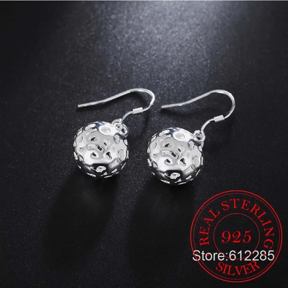 100% 925 Sterling Silver Hollow Ball Vintage Long Drop Dangle Earrings For Women 2024 Engagement Wedding Party Jewelry Gift