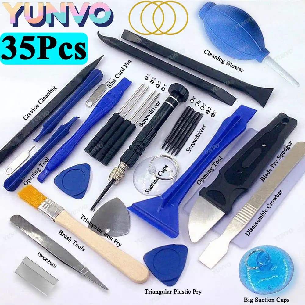 35Pcs Mobile Phone Repair Tool Screwdriver kits Phone Tablet Battery Disassembly Opening Screen Dust Cleaning Disassembly