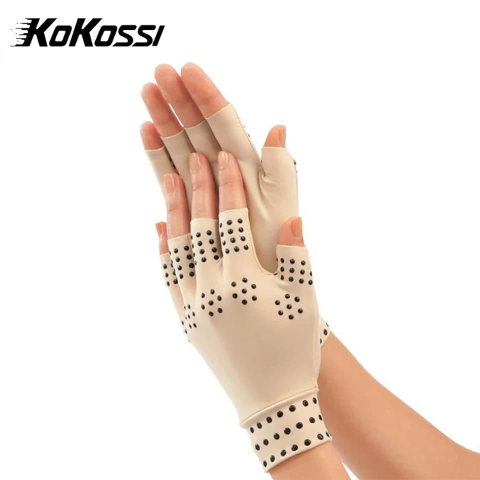 KoKossi Glue Dispensing Pressure Half Finger Gloves Magnetic Therapy Anti Slip Rehabilitation Sports Fitness Cycling Gloves