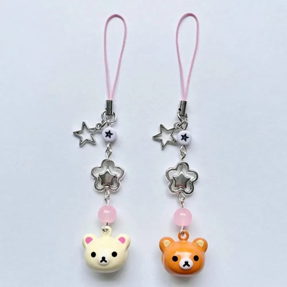 Cute Bear Pendant Matching Phone Charms Keychains Y2k Handmade Key Chain Accessories Jewelry Gifts for Women Girls New