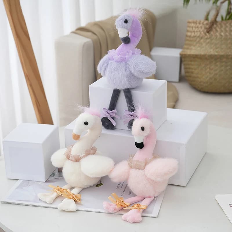 Cartoon Flamingo Bird Plush Keychain Cartoon Animal Doll Keychain Pendant Backpack Decoration Accessories Birthday Gifts