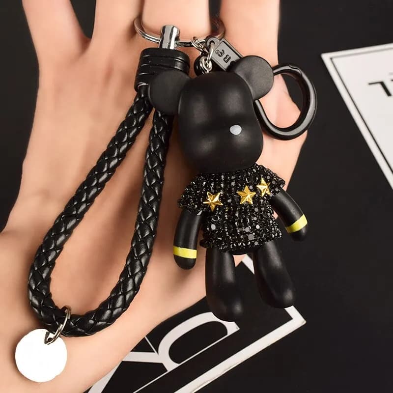 1pcs Doll Silver-plated Key Ring For Men And Women Stylish Bear With Diamonds Can Also Be Used With Bags
