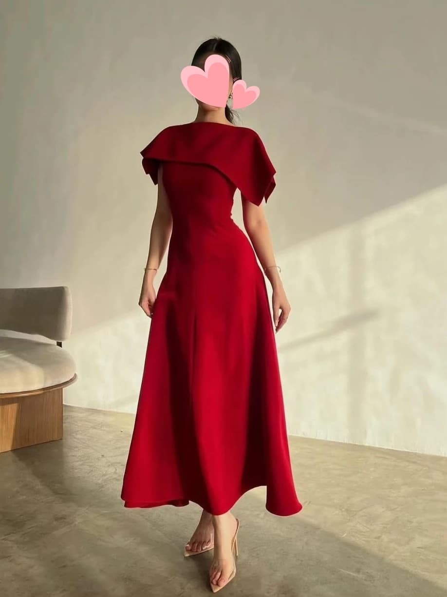 Oisslec Prom Dress Elegant Vintage Simple Red A-Line Ankle Length Customized Formal Occasion Prom Dress Evening Party Gowns