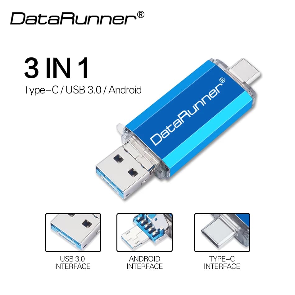 DataRunner 3 IN 1 High Speed OTG USB Flash Drive TYPE C Pen Drive 512GB 256GB 128GB 64GB 32GB Pendrive USB 3.0 Memory Stick
