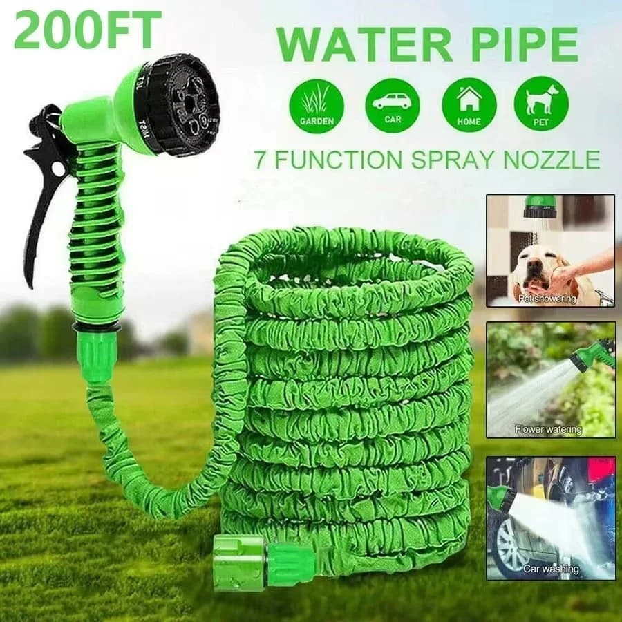 200FT Expandable High-Pressure Magic Hose 7 Water Spraying Functions Gun Durable Materials Home Garden Watering Tools