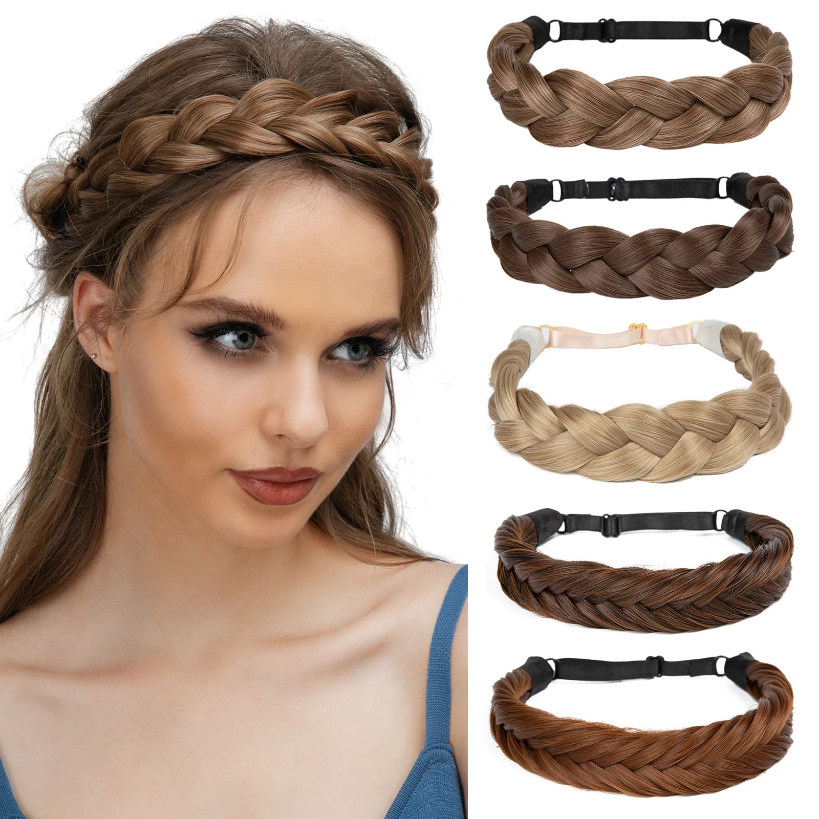 Synthetic Premium Adjustable Handmade Braided Elastic Band Hair Fashion Braiding Hair Headband Headwear For Women