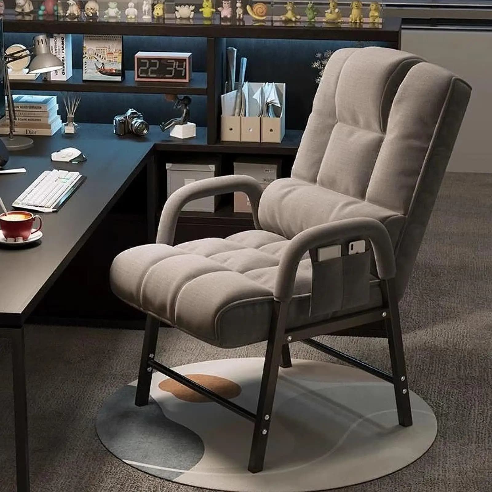 Ergonomic Reclining Chair Padded Cushion Seat High Back Metal Frame Dormitory Thickened Neck Support For Gaming Reading Chair