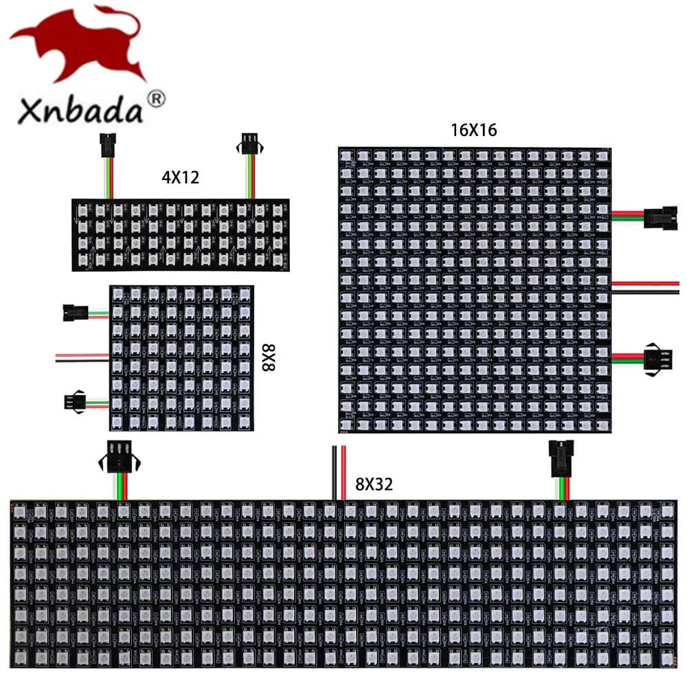 1-10Pcs WS2812B RGB Flexible 4X12 8X8 16x16 8x32 Pixel Led Panel Matrix Screen Module WS2812 Individually Addressable IC DC5V