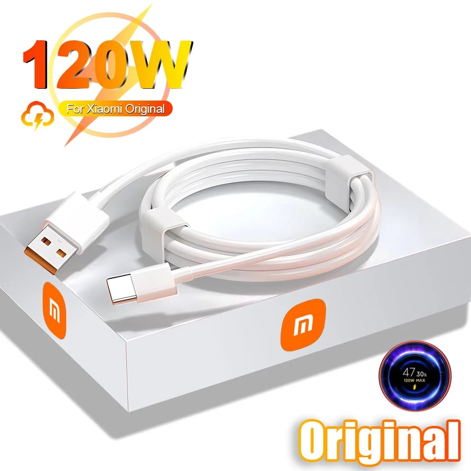 Original For Xiaomi 120W USB Type C Cable Tipo 6A 67W Turbo Fast Charging Mi 15 14 13 Ultra 13T Pro 12 Redmi Note 13 K70 Poco X6