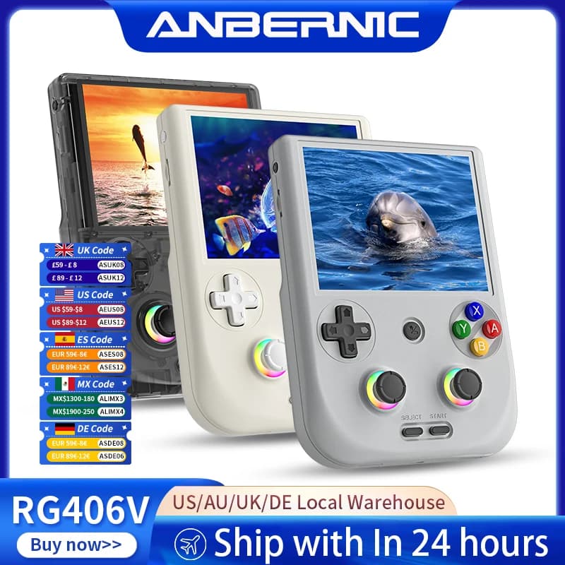 ANBERNIC RG 406V Handheld Game Console 4" IPS Multi-touch Screen Android13 RG406V Retro Video Games Support 1080p DP FOTA Update