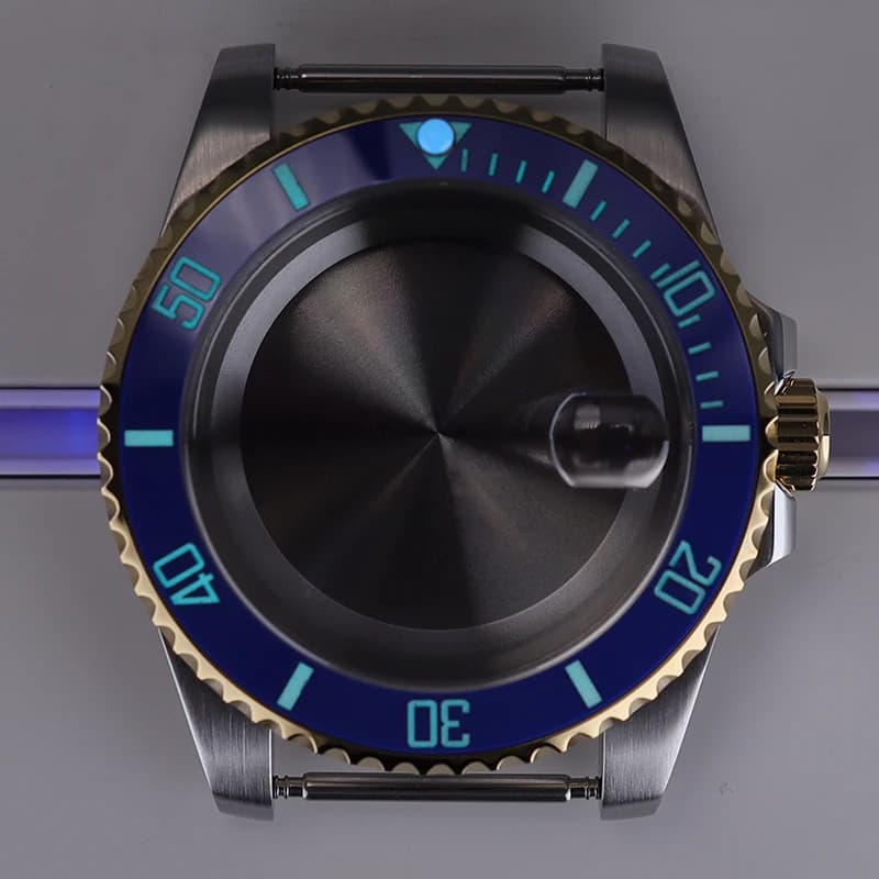 Silvery And Gold 40mm Watch Case Full Text C3 Luminous For Seiko NH34 NH35 NH36/38 Miyota 8215 ETA 2824 Movement 28.5mm Dial SUB