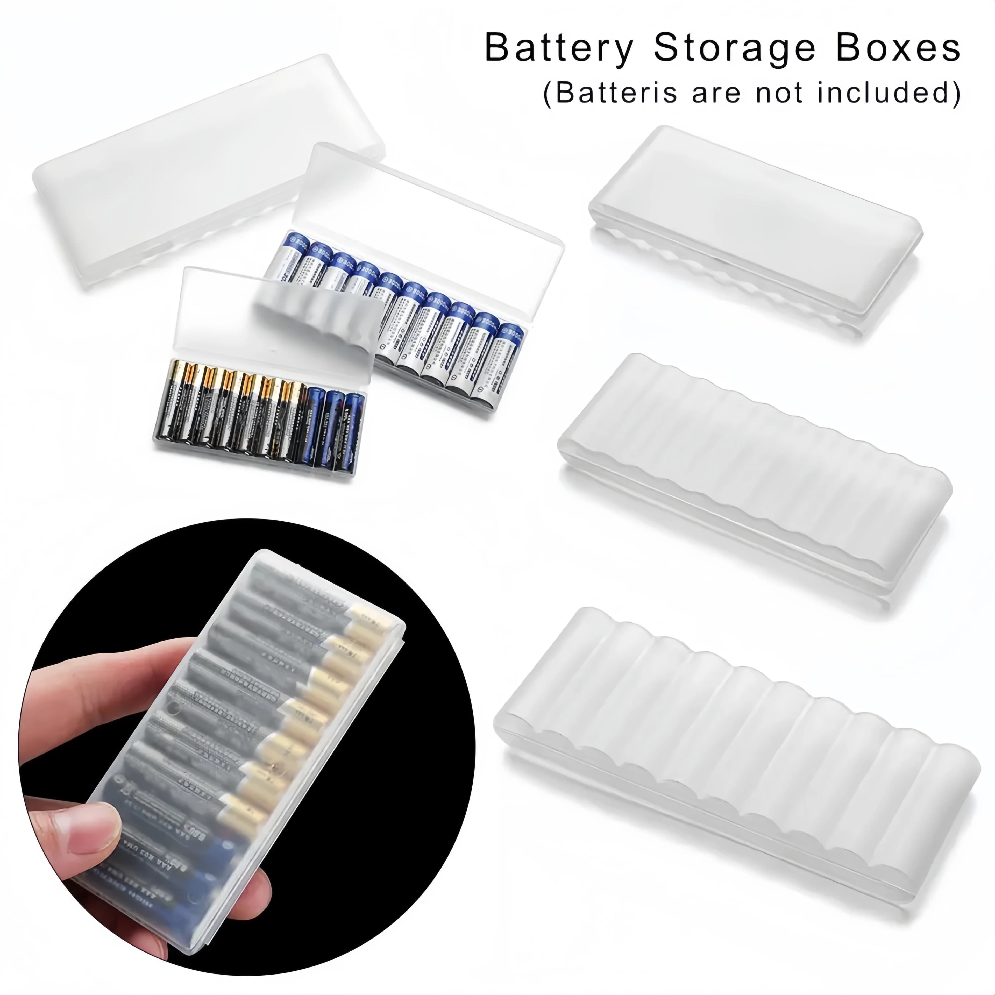 Waterproof Heavy-Duty 10 Slot Battery Case, Hard Plastic Organizer for AAA AA 18650 Batteries, Compact Travel Storage  White,1PC