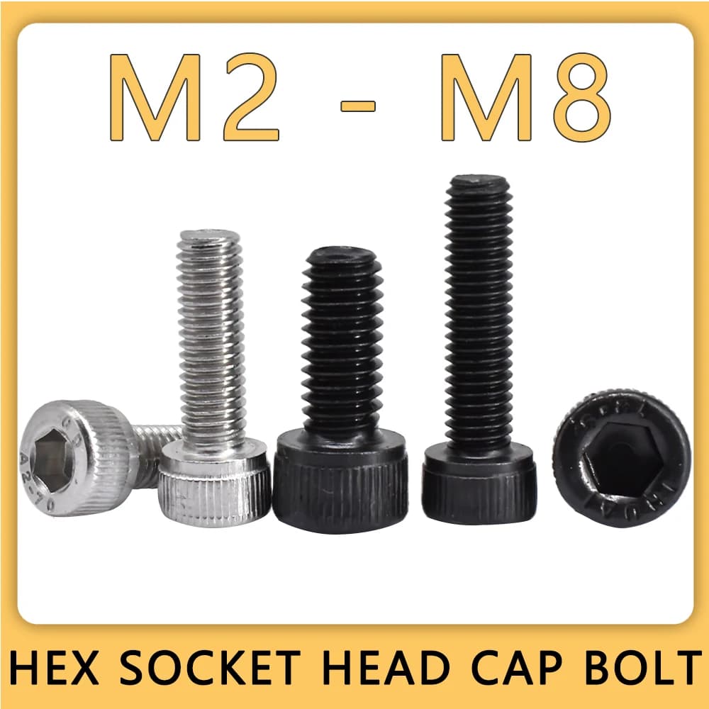 M2 M2.5 M3 M4 M5 M6 M8 Hex Socket Head Cap Screw Bolt DIN912 Hexagon Thread Machine Allen Bolt 304 Stainless Steel 12.9 Class