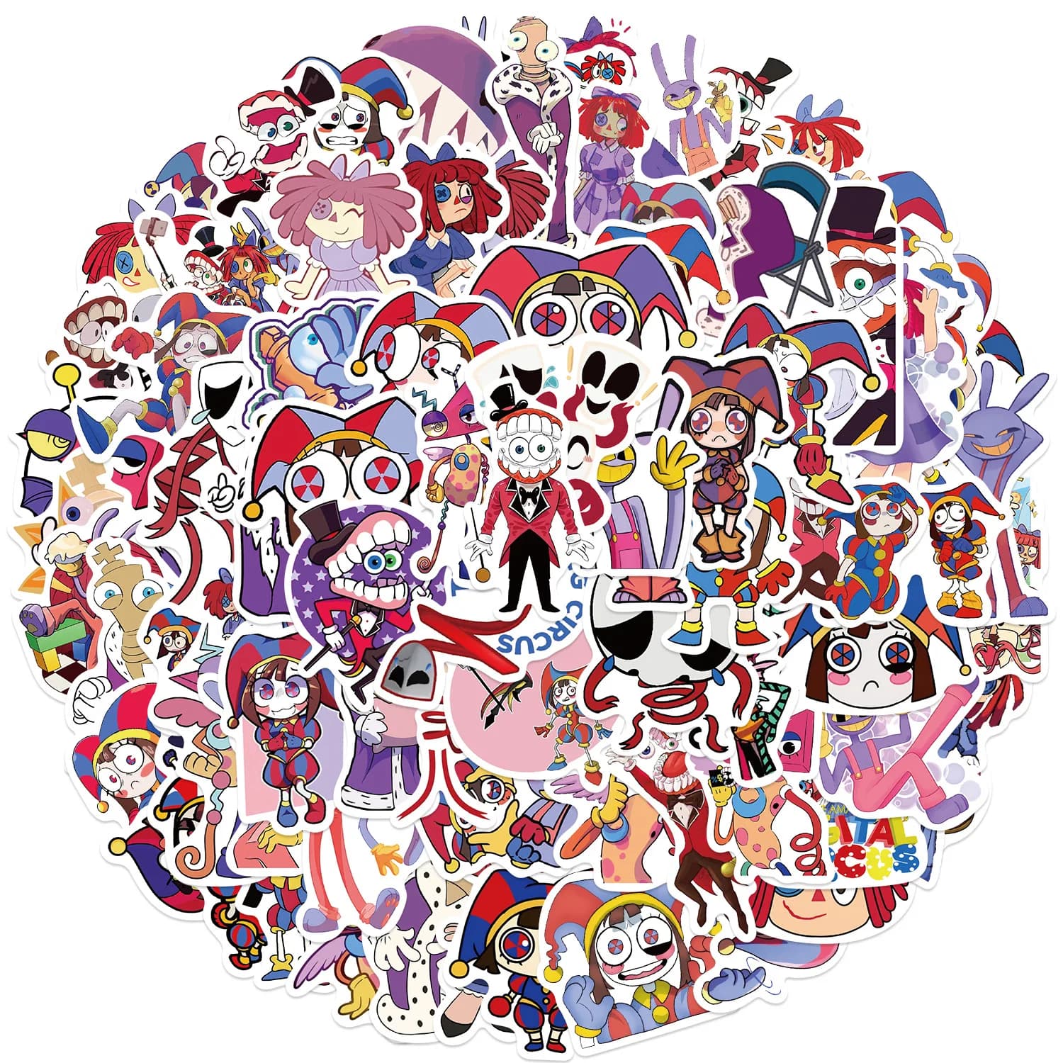 10/30/56/100pcs cartoon Magic Digital Circus Stickers For Suitcase Skateboard Laptop Luggage Phone Car Styling DIY  Pegatinas