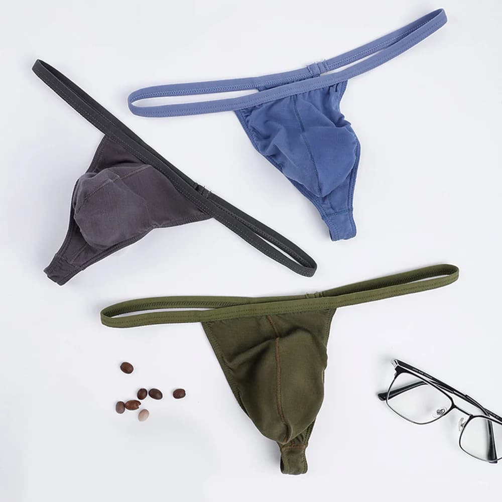 Hot Sale Sexy Mens Pouch Thongs Panties Knickers G-String Lingerie T-back Underwear for Men Briefs Breathable Low Waist Modal